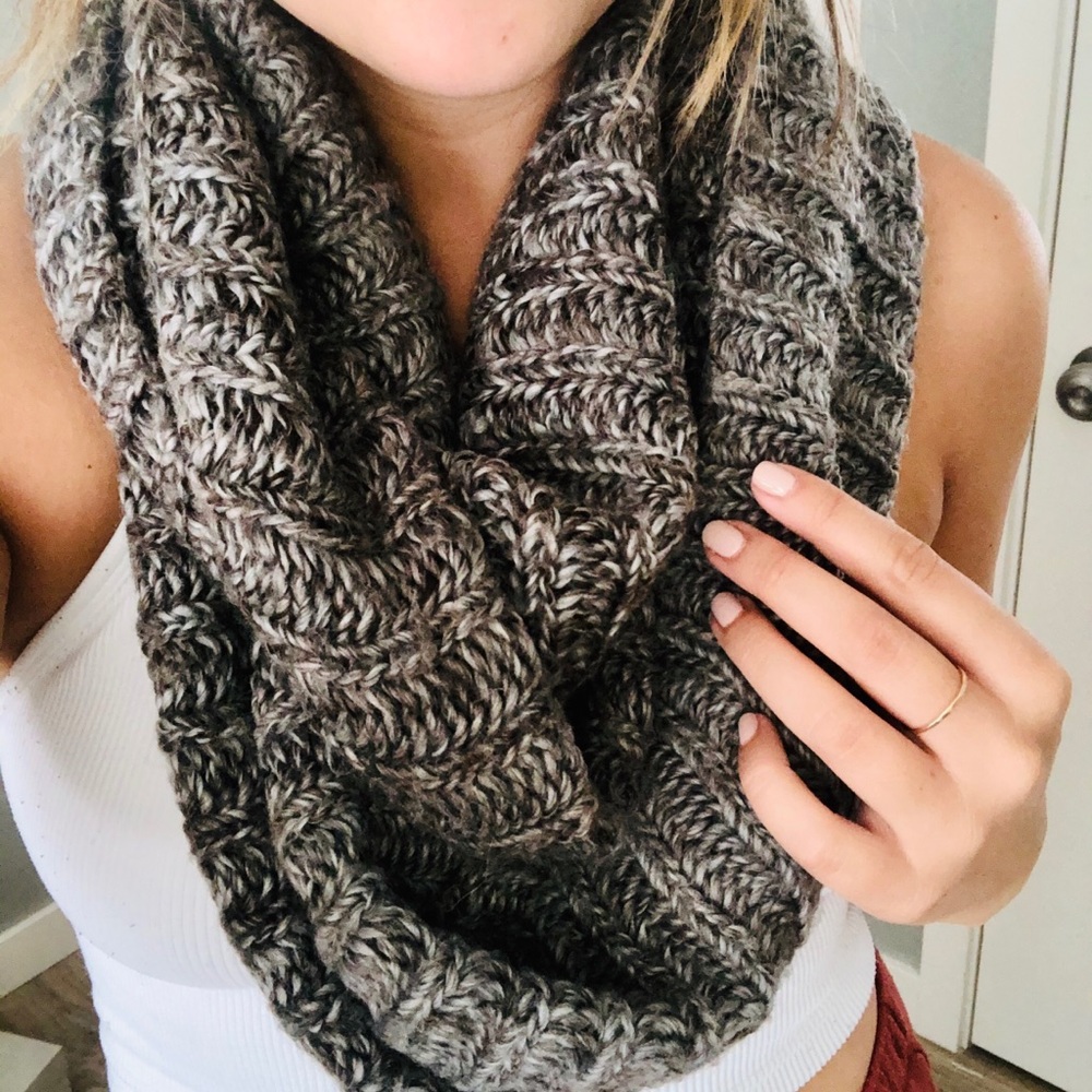 Brown Knit Infinity Scarf